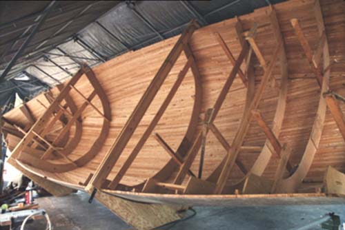 Keren van een woodcore romp.